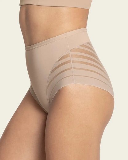 🔥Plus Size Up to 6XL 🔥 High Waisted Invisible Tummy Control Panties - Sheer Stripe Shapewear