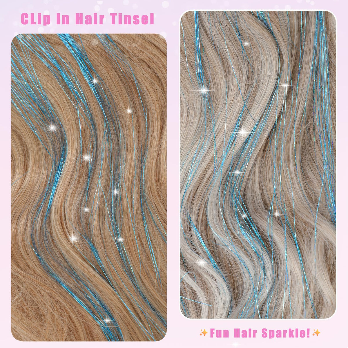 Liora — Rainbow Hair Tinsel Clip-In Extensions for Sparkling Highlights