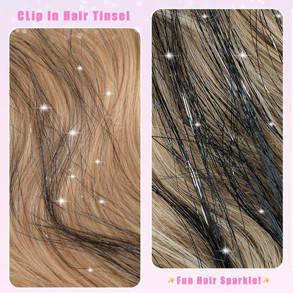 Liora — Rainbow Hair Tinsel Clip-In Extensions for Sparkling Highlights