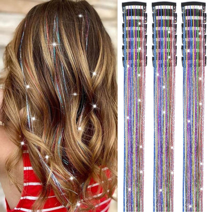 Liora — Rainbow Hair Tinsel Clip-In Extensions for Sparkling Highlights