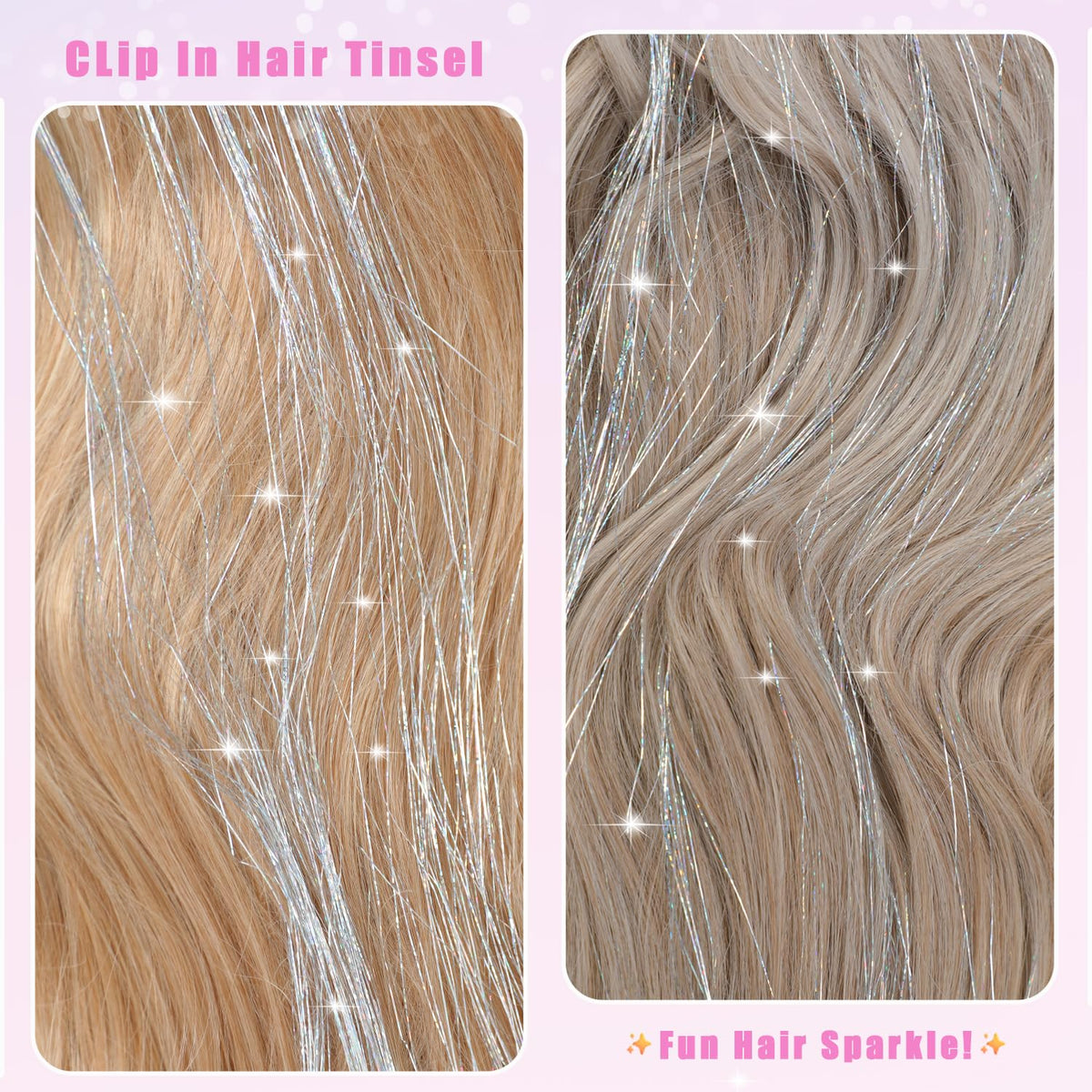 Liora — Rainbow Hair Tinsel Clip-In Extensions for Sparkling Highlights