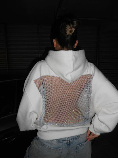 Backstage Crystal-Mesh Hoodie