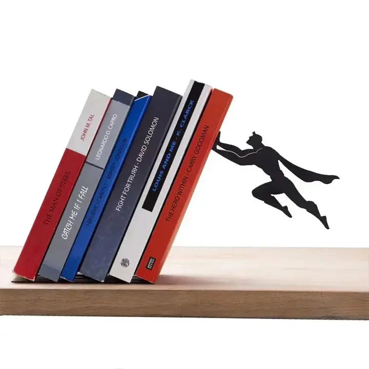 Superhero Bookend Figurines – Stylish Metal Support for Your Bookshelf AVOXZY