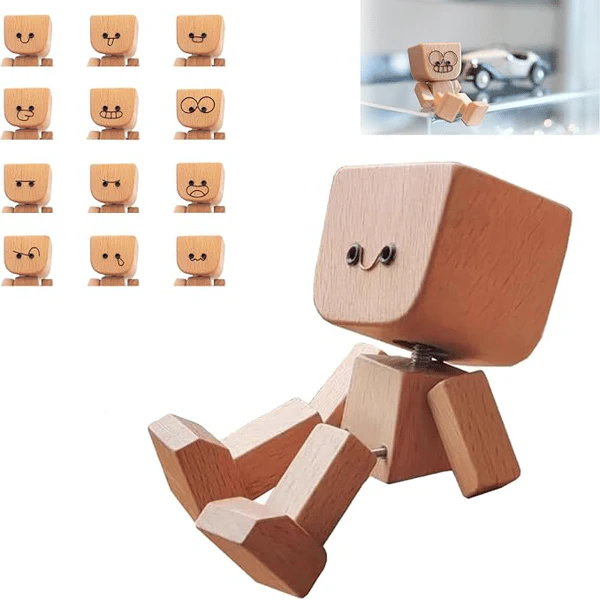 HappyTimber – Wooden Sway Figure with 12 Magnetic Emotions