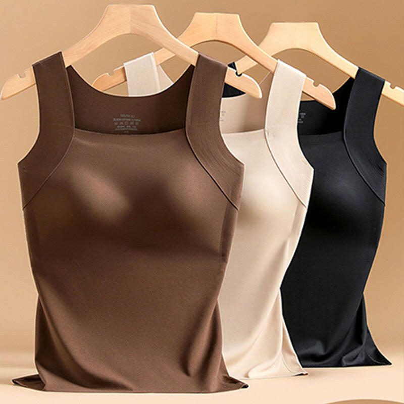 Women’s U-Neck Thermal Tank with Built-In Bra 