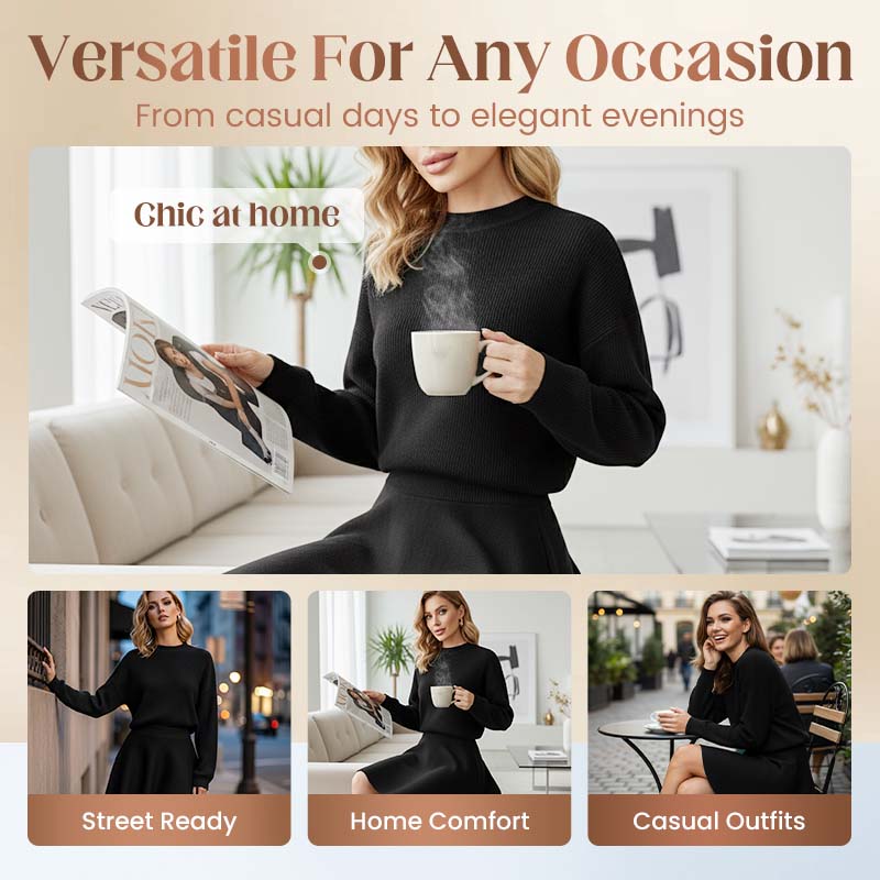 💖New Arrival 50% OFF💖—Women's Mock Neck Knit A-Line Mini Dress