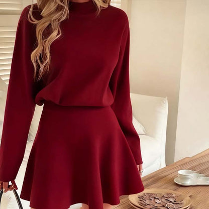 💖New Arrival 50% OFF💖—Women's Mock Neck Knit A-Line Mini Dress