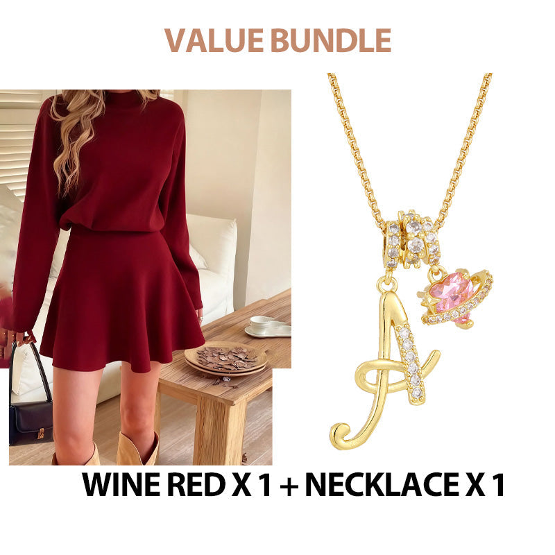 💖New Arrival 50% OFF💖—Women's Mock Neck Knit A-Line Mini Dress