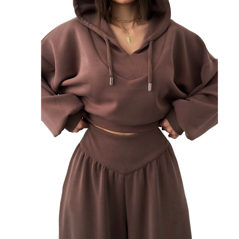 Women's Crop Hoodie & Wide-Leg Pants Set