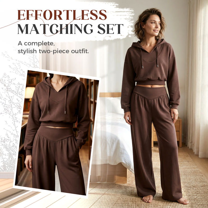 Women's Crop Hoodie & Wide-Leg Pants Set