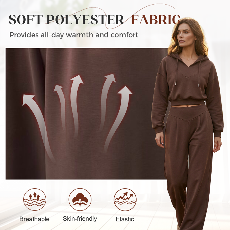Women's Crop Hoodie & Wide-Leg Pants Set