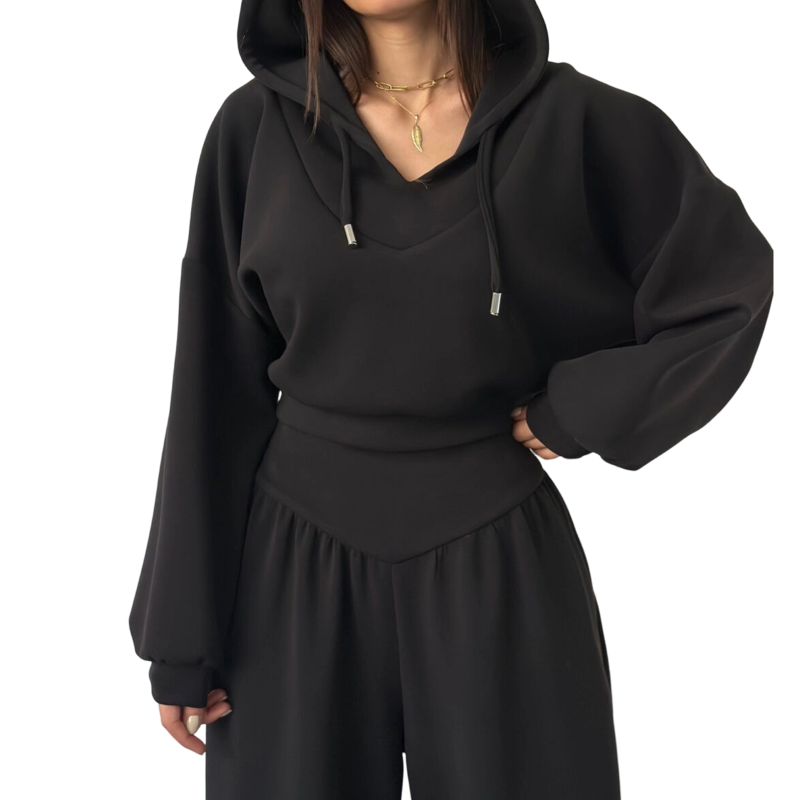 Women's Crop Hoodie & Wide-Leg Pants Set