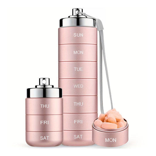 7-Day Waterproof Portable Aluminum Pill Organizer