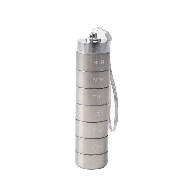 7-Day Waterproof Portable Aluminum Pill Organizer